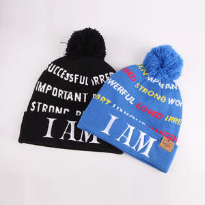 Gorro Deportivo de Punto 100% Acrílico con Pompón, Ropa Deportiva de Primera Calidad, Gorro con Pompón y Forro de Satén - Product Image 1