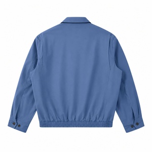 Chaqueta Varsity Azul para Hombre, Color Sólido, Cierre de Cremallera, Casual, Resistente al Viento, Cuello Camisero, Material de Poliéster, Relleno Frontal de Algodón - Product Image 2