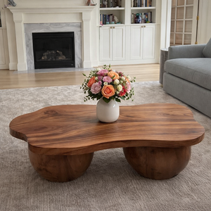 Luxali Farmhouse Tamarind Wood Modern Coffee <b>Table</b> with Live Edge Design <b>Reclaimed</b> Wood Top Handmade Living Room Decor - Product Image 4