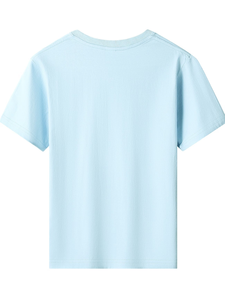 Custom Printed Light Blue Short Sleeve O-Neck T-Shirt Kids Casual Wear 100% Cotton Jersey Fabric 160g Eco-Friendly Anti-Pilling - Product Image 3