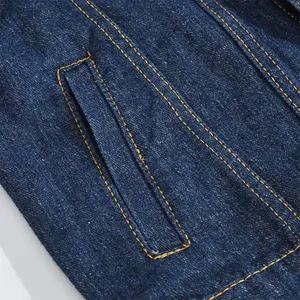 Stylish Custom Washed Blue <b>Denim</b> <b>Jacket</b> for <b>Men</b> Embroidered Motorcycle Classic Jean Outerwear - Product Image 5