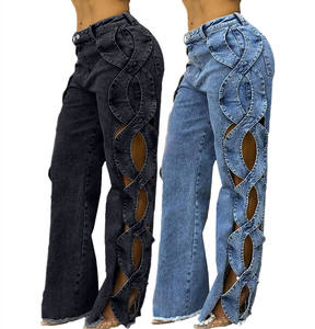 Nouveau Jean en Denim Femme Été 2026, Style Streetwear, Découpes en Dentelle, Tendance Décontractée, Haute Qualité - Product Image 1