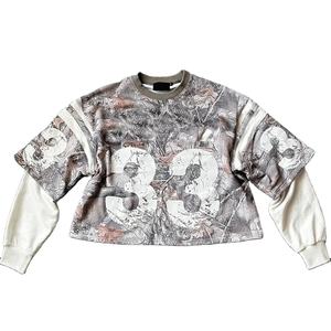 Camiseta con serigrafía personalizada de calidad superior Vintage 100% algodón lavado ácido precio al por mayor hombres Camiseta de manga larga de doble capa - Product Image 2