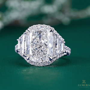 Spectacular 8.184 Carat <b>Cushion</b> Cut Diamond Ring with Tapered Baguette and <b>Round</b> Accents D E F Color VVS2 VVS VS Clarity Jewelry - Product Image 1