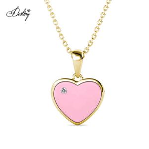 Carino Mini mio Sweety rosa smalto cuore collana con ciondolo impreziosita da cristalli Swarovski dasini nuovi gioielli accessori per bambini - Product Image 5