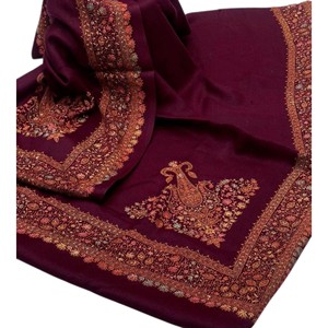Chal Largo de Cachemira con Estampado Floral para Mujer, Color Granate, para Invierno, Duradero, Bufanda Tradicional para Uso Diario - Product Image 3