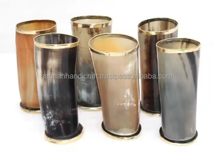 Natural Horn Glass Brass Rim Eco-friendly Food Safe Asian Zen Style Shot Glass 50-100ml <b>Whiskey</b> Wine Drinking Barware - Product Image 5