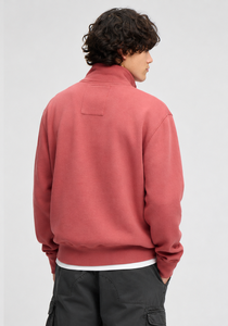 Sweat-shirt à col montant zippé rouge pour homme Fearless Athletic, coupe classique, couleur unie, décontracté, pour l'automne, en molleton épais - Product Image 3