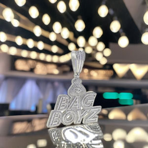 Collar Personalizado de Plata 925 Estilo Hip Hop, Chapado en Oro, con Letra y Nombre, Incrustaciones de Diamantes Moissanite, para Fiestas - Product Image 5