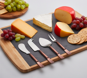 Ensemble de 4 couteaux à fromage en acier inoxydable faits à la main avec manche en cuivre, outils pour plateau à fromage et ustensiles de cuisine - Product Image 6