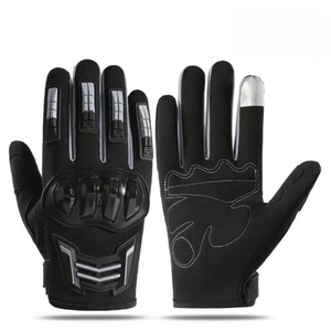 Gants de moto tactiques à doigts entiers en cuir noir, longueur poignet, durables, pour le cyclisme et les sports, impression par transfert thermique, pour hommes et femmes - Product Image 2