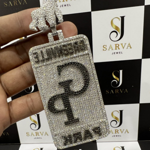 Pendentif Lettre Personnalisé Effet Miroir en Argent Sterling 925, Moissanite VVS Iced Out, Breloque Hip Hop Plaqué Or, Certifié IGI - Product Image 2