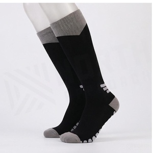 <b>Knee</b> <b>High</b> <b>Socks</b> Black With Gray Trim Breathable Knitted For Adults Daily Casual Wear - Product Image 3