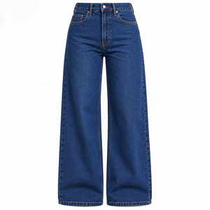 Vaqueros de corte recto para mujer, al por mayor, lavado oscuro, marca privada para marcas de moda, tallas S-XL, MOQ bajo, de fábrica - Product Image 1