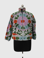 Veste à col mandarin brodée à la main avec des motifs floraux, manches longues, en coton, pour femmes, taille plus, vêtements de printemps