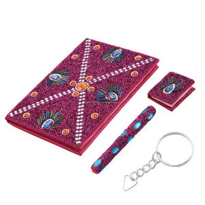 Diario y Bolígrafo Decorativos con Cuentas Blancas Elegantes y Brillantes, Set de Papelería Decorativa, Regalo Artesanal, Souvenir - Product Image 4