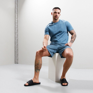 Trendy Men's Shorts Suit Summer Fashion Breathable Casual Loose Two-Piece Sports Leisure Short Sleeve Waffle Fabric Lounge Wear - Product Image 2
