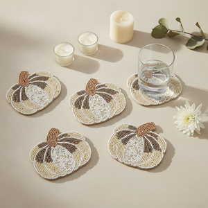 Round Eco-Friendly Fabric <b>Coasters</b> Handmade Modern Table Mats Teal Color with Gold Trim Diameter <300mm - Product Image 3