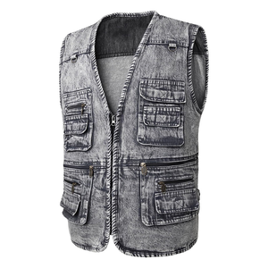 Gilet en jean formel léger pour homme, qualité supérieure, séchage rapide, imperméable, coupe-vent, col en V, fermeture éclair, polyester/nylon - Product Image 2