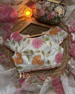 Sari indio de boutique, color rosa, con hermosas cintas y lentejuelas, con pintura al pincel, ropa tradicional india, ropa étnica para mujer. - Product Image 2