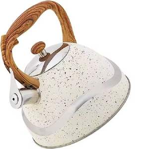 Bouilloire sifflante en acier inoxydable couleur or rose avec poignée en bois, résistante à la chaleur, pour cuisinière, pour la cuisine - Product Image 2