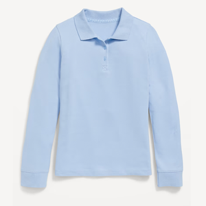 เสื้อโปโลแขนยาวสีแดงผ้าคอตตอนปิเก้สำหรับเด็กนักเรียนแบบยูนิเซ็กซ์ - Product Image 5