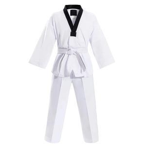 Uniforme Ligero de Taekwondo con Cuello en Contraste, Ropa de Entrenamiento Unisex, Chaqueta Blanca, Conjunto Nuevo - Product Image 1
