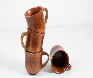 Taza artesanal de 400 ml, taza de cerveza o café de madera natural con asa de f s international - Product Image 1