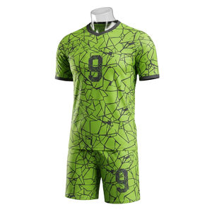 Uniforme de Fútbol Personalizado OEM por Sublimación, 100% Poliéster, Talla Grande, Diseño Geométrico, Conjunto de Camiseta y Pantalones Cortos Transpirables, Ropa Deportiva Unisex para Equipos - Product Image 1