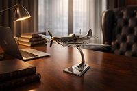 Maquette d'avion Spitfire de l'Air Force, pièce décorative de table avec finition personnalisée, décoration vintage d'avion de guerre pour la maison ou le bureau