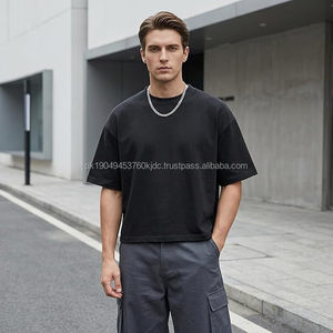 T-shirt court et ample pour homme – Coton épais 300 GSM, coupe oversize streetwear à épaules tombantes - Product Image 4