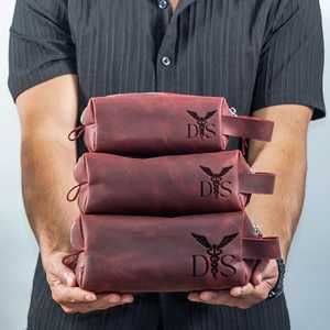 Bolsa de Aseo de Cuero Genuino con Logotipo Personalizado de Fábrica, Bolsa de Cosméticos Impermeable para Hombre, Bolsa de Viaje, LNTB-0036E - Product Image 5