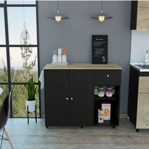 Isola cucina Indiana carrello con quattro ripiani interni durevole nero finitura Wengue isole cucina & carrelli - Product Image 1