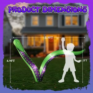 Confezione da 2 Tentacoli di Polpo Gonfiabili con Luci LED per Halloween, Decorazioni Impressionanti per Esterni e Giardino - Product Image 5