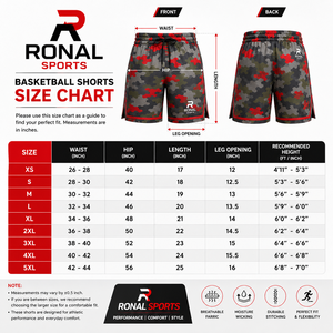 Pantalones Cortos Deportivos de Baloncesto para Hombre RONAL SPORTS, Camuflaje, Secado Rápido, con Cordón Ajustable, Logotipo Frontal Sublimado - Product Image 6