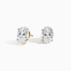 Pendientes de Diamantes Cultivados en Laboratorio, Corte Ovalado, Cuatro Puntas, Plata de Ley 925, 1 Quilate, Acabado en Oro Rosa de 14K, Certificados por IGI - Product Image 1