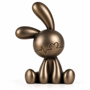 Escultura Decorativa de Conejo |   Figura Moderna de Conejo Metálico con Detalle de Latido de Corazón para Sala de Estar, Oficina, Estante, Mesa de Consola - Product Image 1