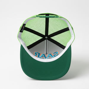 Gorra Trucker Deportiva de 6 Paneles con Logotipo Personalizado Bordado en 3D, Malla Gris y Verde Neón, Cierre a Presión, Premium, Dos Tonos, Transpirable y Cómoda - Product Image 6