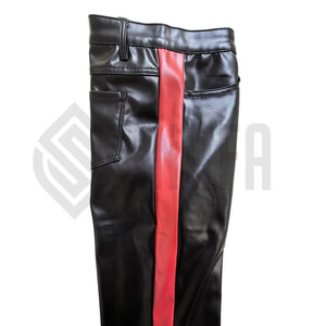 Wholesale Custom Made Lightweight High Waist Casual <b>Canvas</b> Leather Pants for Men with Custom Logo Unique Design - Product Image 3