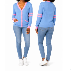 Women Casual Winter Sorority Cardigan <b>Wool</b>/Cashmere V-neck Knitted Front Button College Fraternity Style Fashion Knit Sweater - Product Image 3