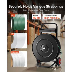 Carrello Dispenser per Nastri di Imballaggio Resistenti 8-16 Core in PET/PP/Poliestere, Attrezzato per Bobine - Product Image 2