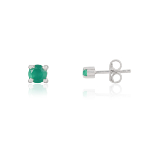 Dainty 925 <b>Sterling</b> <b>Silver</b> Natural Green Onyx Gemstone Tiny <b>Stud</b> Earrings For Women's Jewelry - Product Image 3