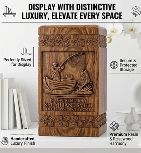 Fishing man custom Wooden Urn for <b>Ashes</b> – Human Cremation Urn – Pet Urn for <b>Dogs</b> or Cat – Memorial Keepsake <b>Box</b> - Product Image 5