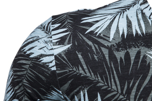 T-shirt personnalisé pour homme, coupe ajustée, manches courtes, imprimé feuilles tropicales, col rond, respirant, tricoté, décontracté, pour l'été - Product Image 2