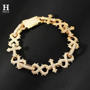 Luxury Unisex Cross & <b>Infinity</b> Link <b>Bracelet</b> - Premium Lab Grown Diamond Iced Out Jewelry Hip Hop Jewelry - Product Image 1