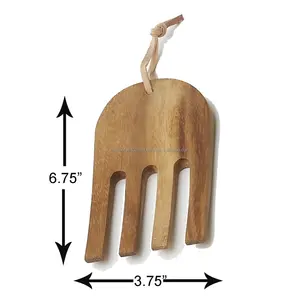 ชามไม้มะม่วงธรรมชาติพร้อมเซิร์ฟเวอร์สลัดที่เข้ากันเหมาะสำหรับการเสิร์ฟสลัดผลไม้และการตกแต่งห้องครัวที่มีสไตล์ - Product Image 3