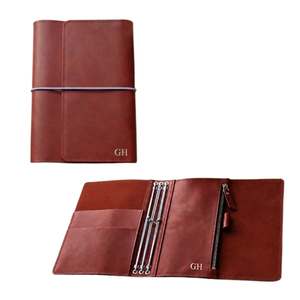 Funda para Cuaderno Trifold de Cuero 100% Genuino A5, Cuaderno de Cuero Personalizado, Estuche de Cuero para Cuaderno de Viaje, Recargable - Product Image 1