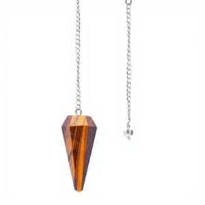Péndulo de Citrino Elegante al por Mayor con Cadena de Plata y Forma de Diamante Tallado para Coleccionables de Arte Feng Shui - Product Image 1