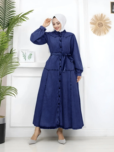 Nuevo Vestido Largo de Mezclilla para Mujeres Musulmanas 2025, Abaya de Dubái, Caftán Turco, Ropa Islámica para Ramadán, Caftán Marroquí, Vestido - Product Image 4