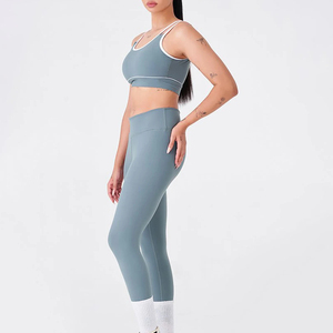 Ensemble de vêtements de sport sans couture pour femmes, leggings taille haute avec soutien-gorge de sport assorti, ensemble de fitness et de yoga extensible, fabricant OEM - Product Image 3